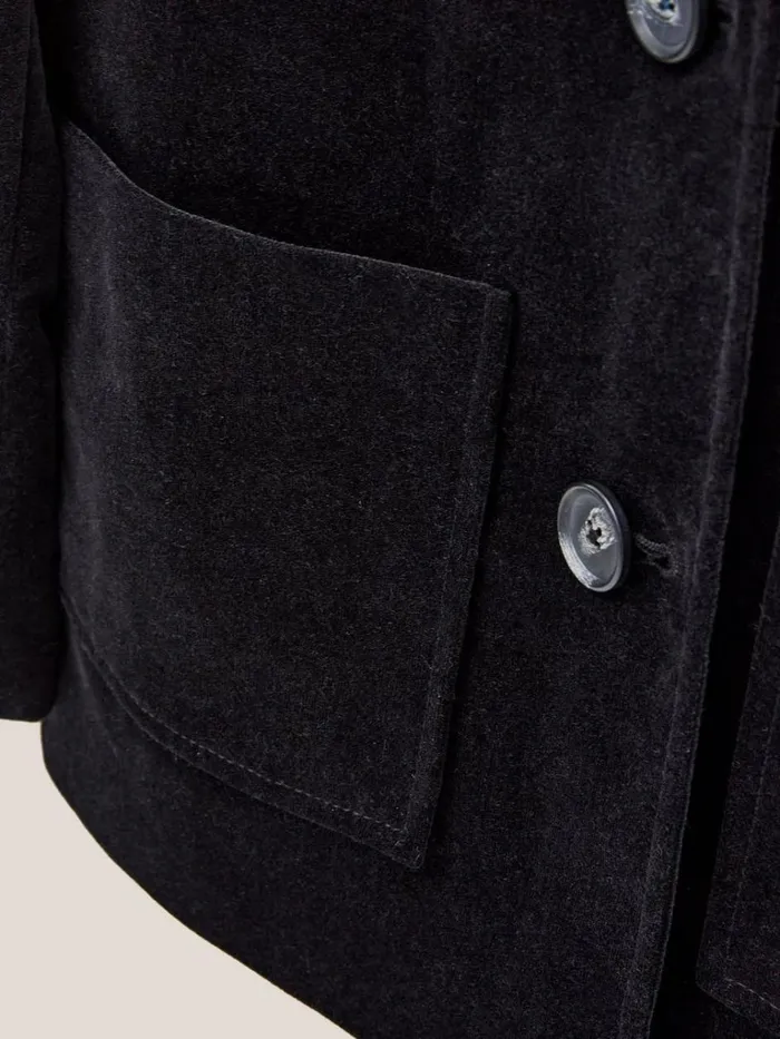 Women COATS and JACKETS White Stuff Karla Velvet Peacoat Pure Black Women COATS and JACKETS White Stuff Karla Velvet Peacoat Pure Black