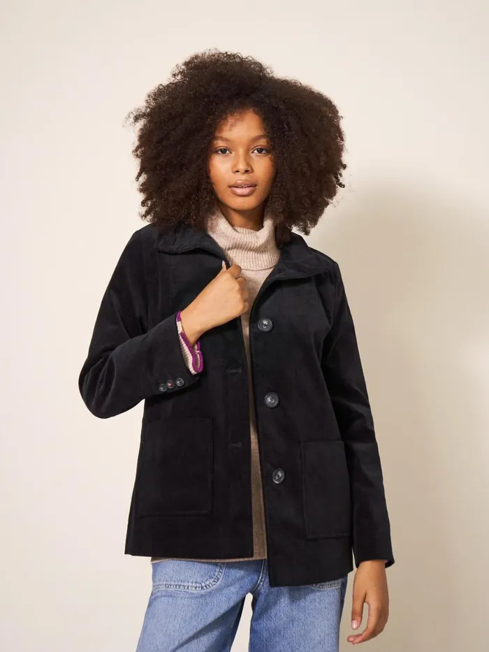 Women COATS and JACKETS White Stuff Karla Velvet Peacoat Pure Black Women COATS and JACKETS White Stuff Karla Velvet Peacoat Pure Black