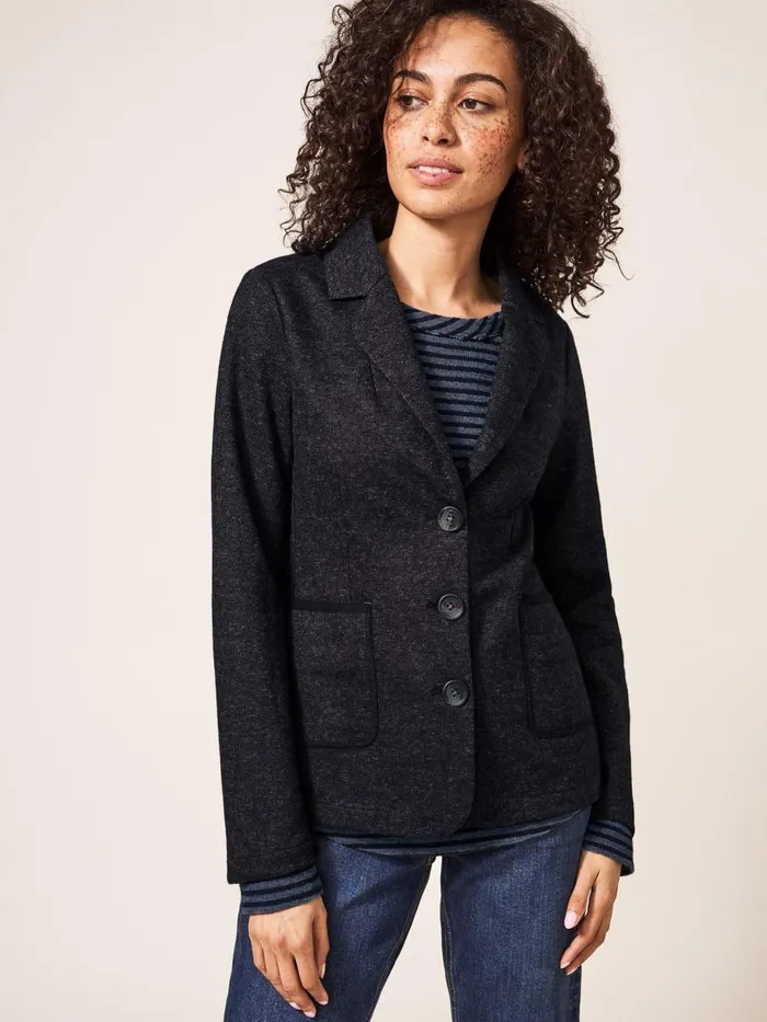 Women COATS and JACKETS White Stuff Olivia Wool Mix Blazer Grey Multi Women COATS and JACKETS White Stuff Olivia Wool Mix Blazer Grey Multi