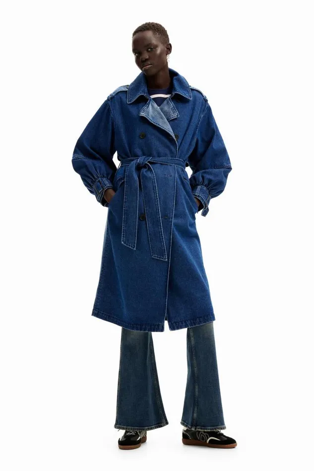 Women Coats And Jackets Desigual Oversize Denim Trench Coat