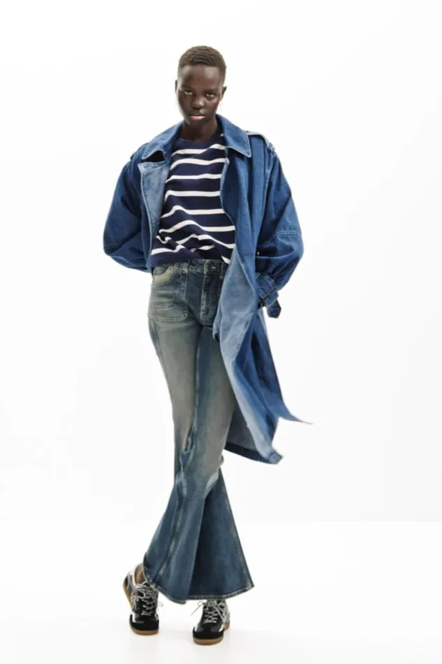 Women Coats And Jackets Desigual Oversize Denim Trench Coat