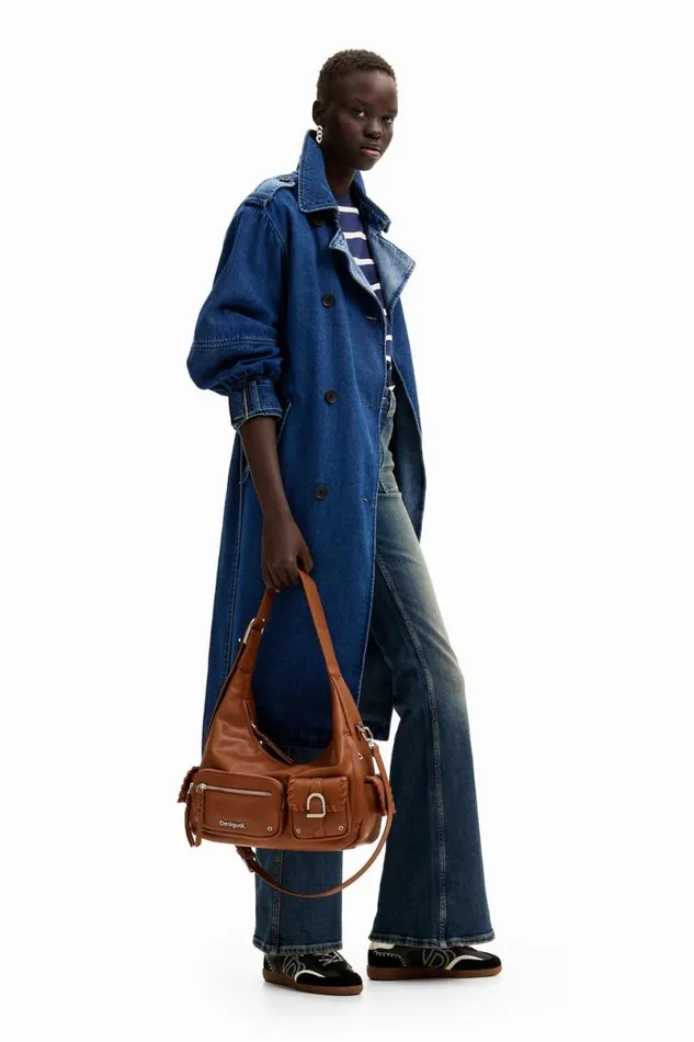 Women Coats And Jackets Desigual Oversize Denim Trench Coat