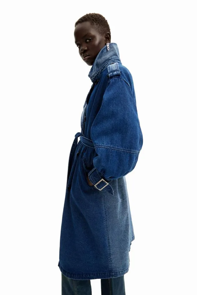 Women Coats And Jackets Desigual Oversize Denim Trench Coat