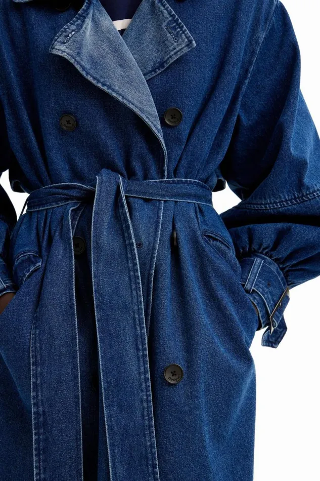 Women Coats And Jackets Desigual Oversize Denim Trench Coat