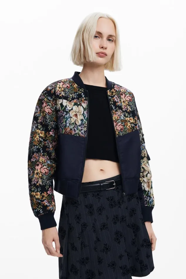Women Coats And Jackets Desigual Printed Bomber Jacket