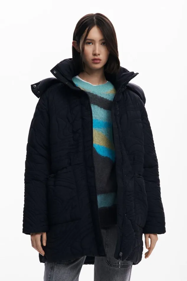 Women Coats And Jackets Desigual Textured Padded Coat
