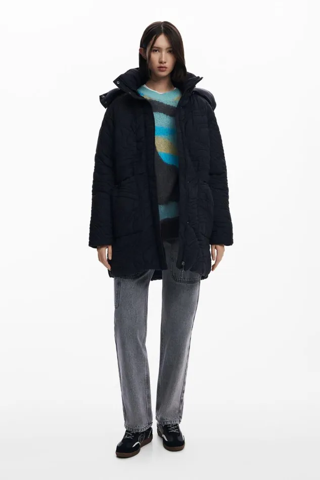Women Coats And Jackets Desigual Textured Padded Coat