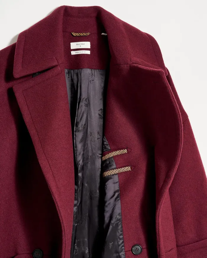 Women Cocoon Coat Solid Burgundy Billy Reid Jackets and Outerwear