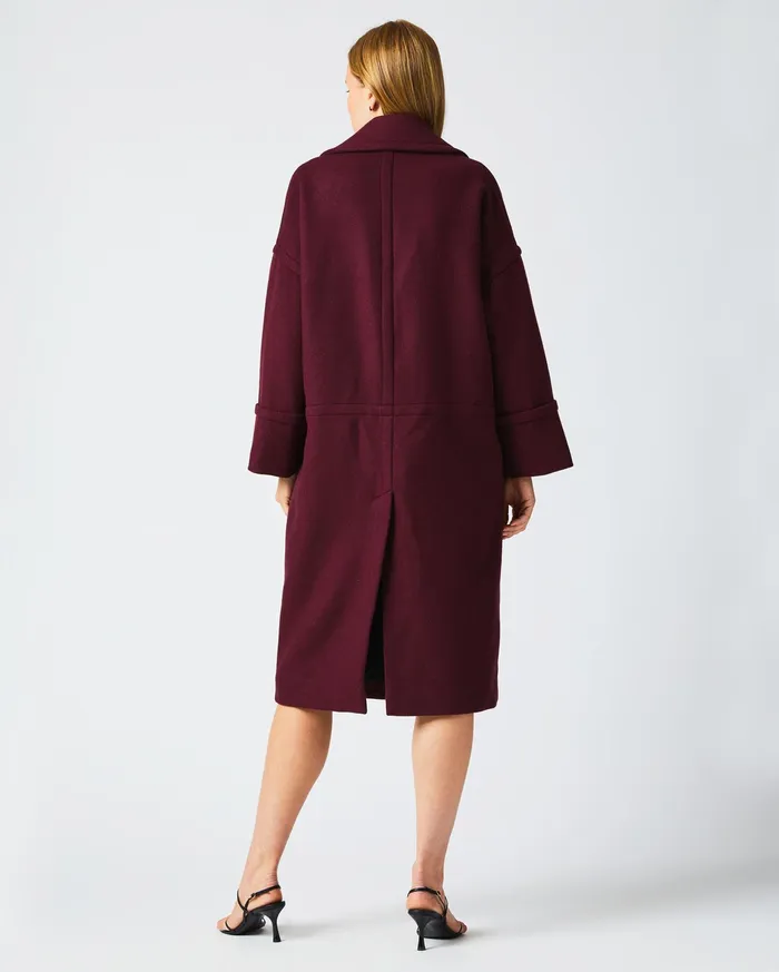Women Cocoon Coat Solid Burgundy Billy Reid Jackets and Outerwear