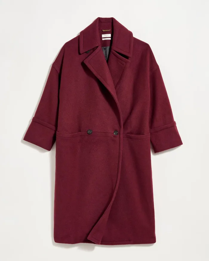 Women Cocoon Coat Solid Burgundy Billy Reid Jackets and Outerwear