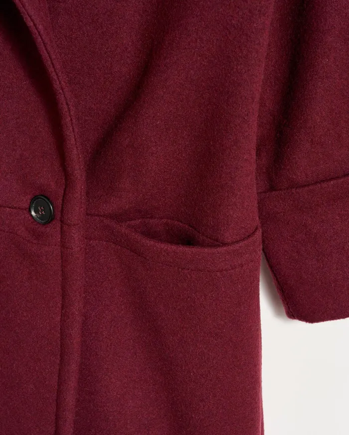 Women Cocoon Coat Solid Burgundy Billy Reid Jackets and Outerwear