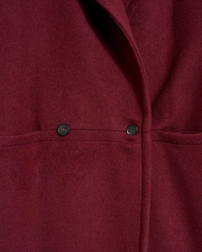 Women Cocoon Coat Solid Burgundy Billy Reid Jackets and Outerwear