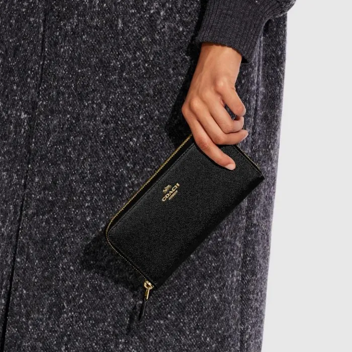 Women Continental Wallet Brassblack Coach Large Wallets