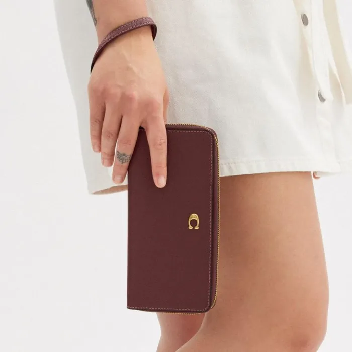 Women Continental Wallet Brasswine Coach Large Wallets