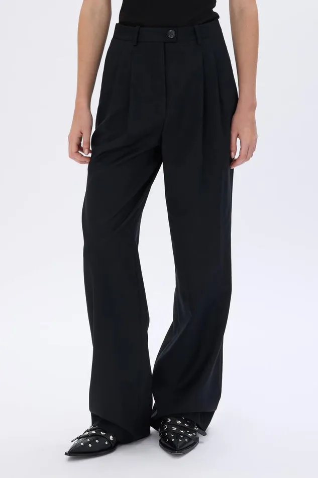 Women Cool Wool Pleated Trousers Black Black Sonia Rykiel Trousers And Denim