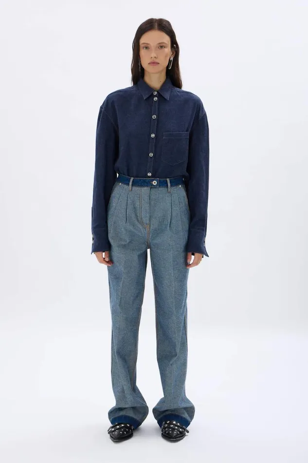 Women Cotton Flannel Shirt Blue Blue Sonia Rykiel Shirts