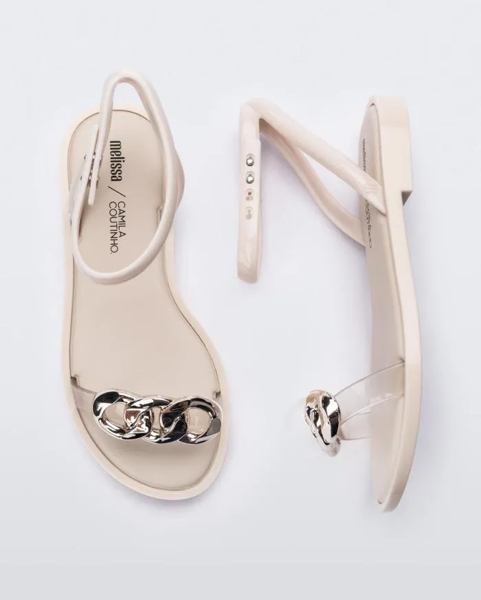 Women Dare Beigegold Melissa Sandals