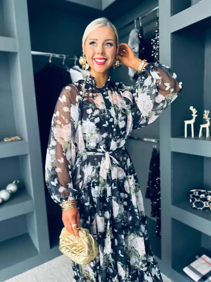 Women Day Dress Canella Lane Ciara Floral Occasion Dress Black