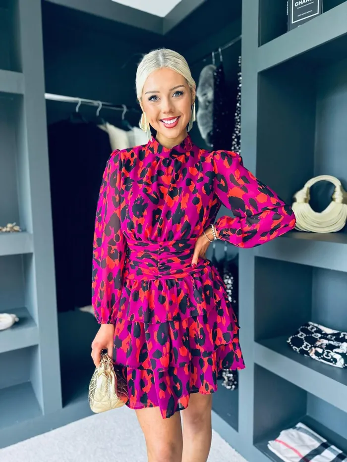 Women Day Dress Canella Lane Hannah Banded Mini Dress Leopard