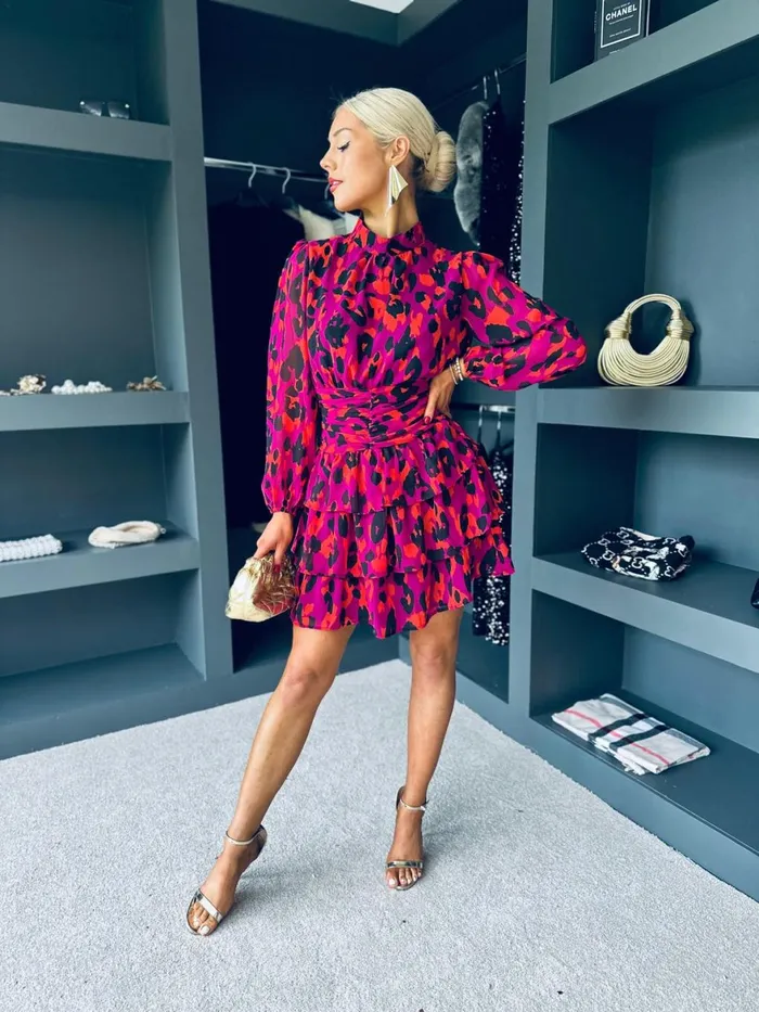 Women Day Dress Canella Lane Hannah Banded Mini Dress Leopard