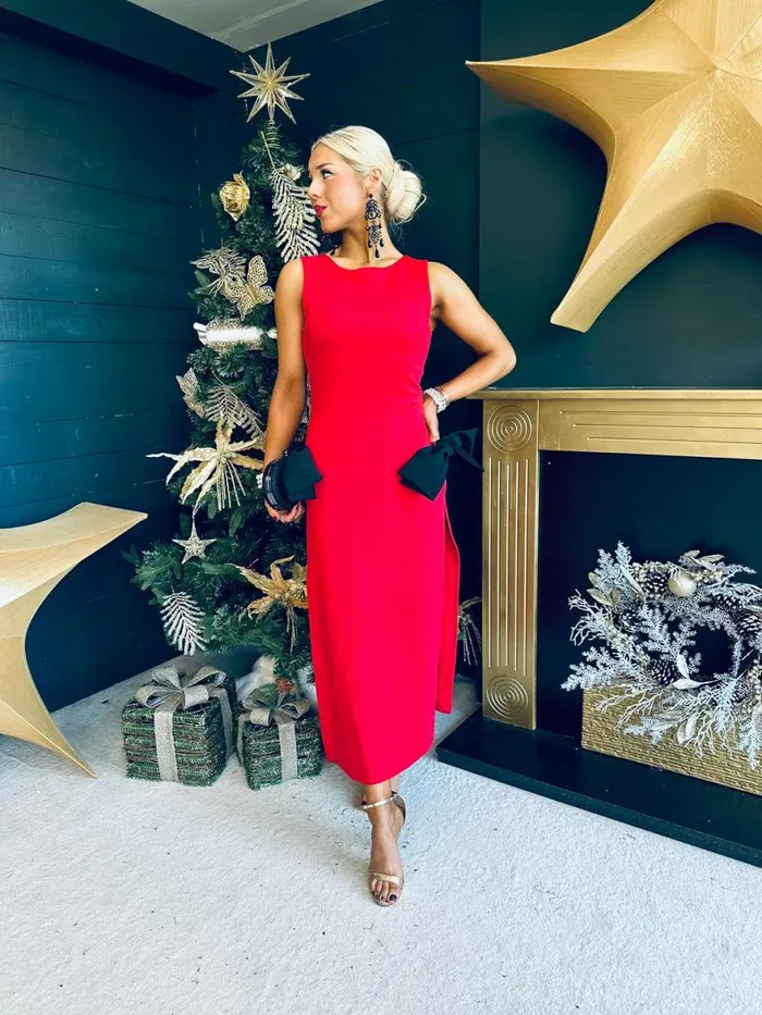 Women Day Dress Canella Lane Sheri Detailed Midi Dress Red