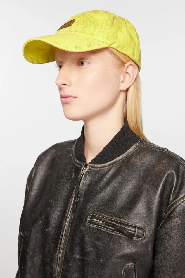 Women Denim Cap Neon Yellow Acne Studios Hats