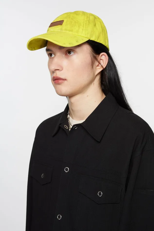 Women Denim Cap Neon Yellow Acne Studios Hats
