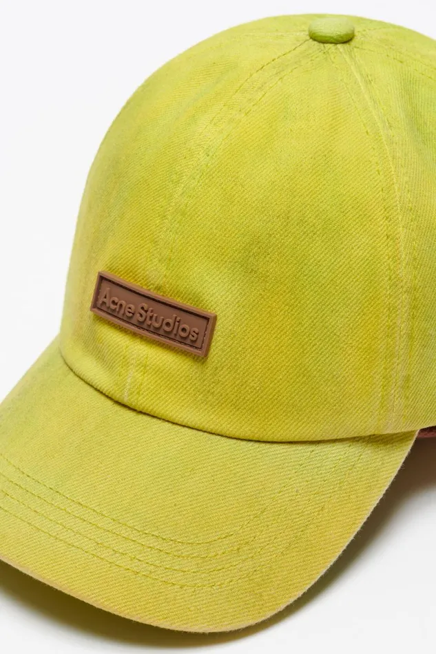Women Denim Cap Neon Yellow Acne Studios Hats