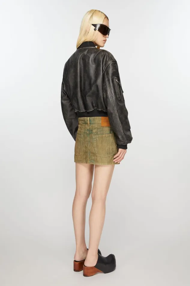 Women Denim Cord Mini Skirt Brownblue Acne Studios Skirts