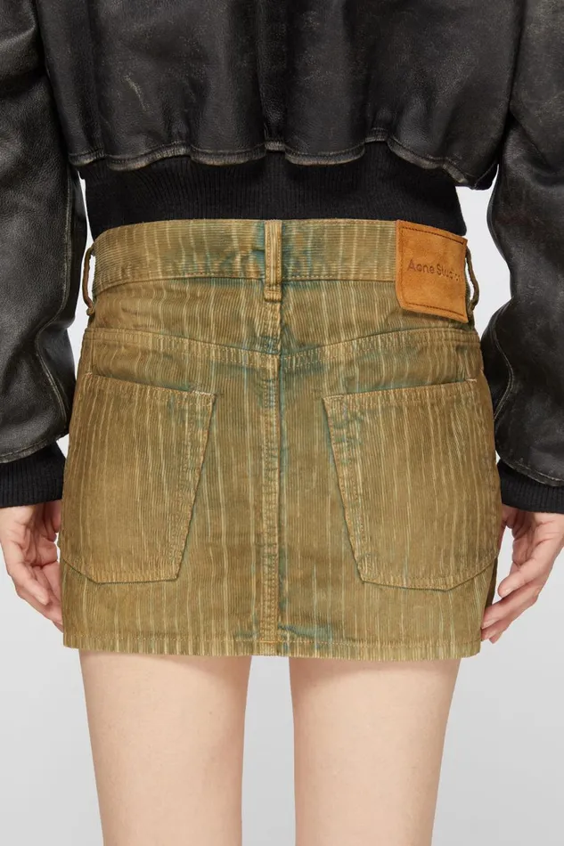 Women Denim Cord Mini Skirt Brownblue Acne Studios Skirts