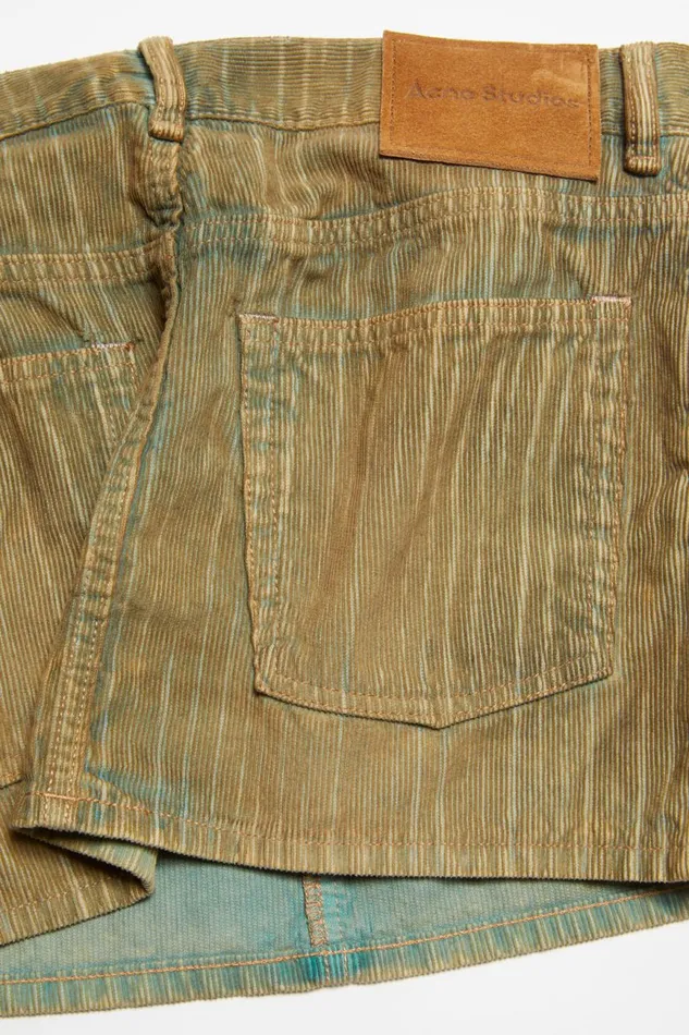 Women Denim Cord Mini Skirt Brownblue Acne Studios Skirts