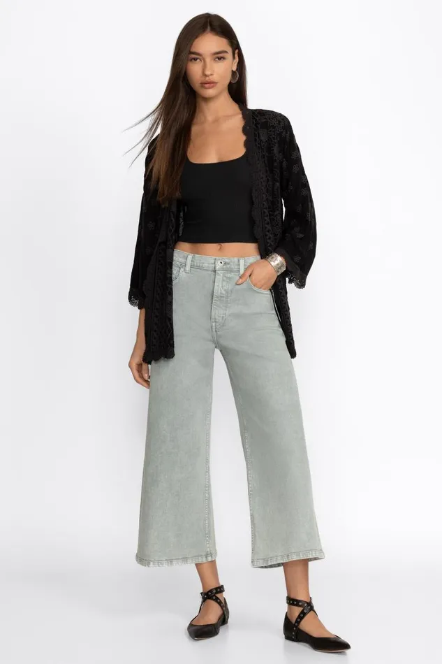 Women Denim Johnny Was SYDNEY CROPPED WIDE LEG Sage