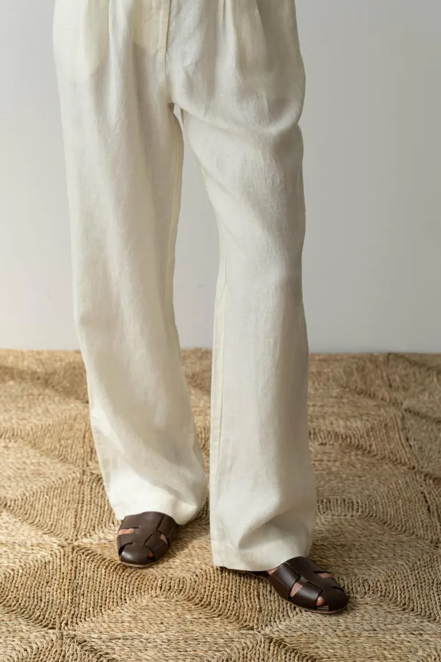Women DONNI Bottoms The Linen Pleated Trouser