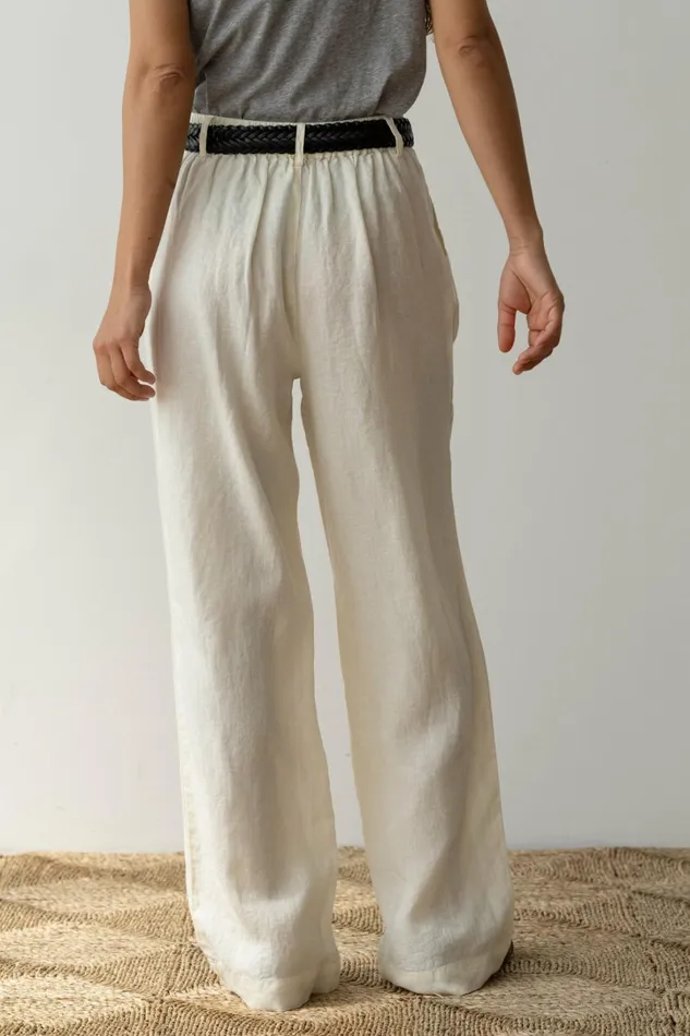 Women DONNI Bottoms The Linen Pleated Trouser
