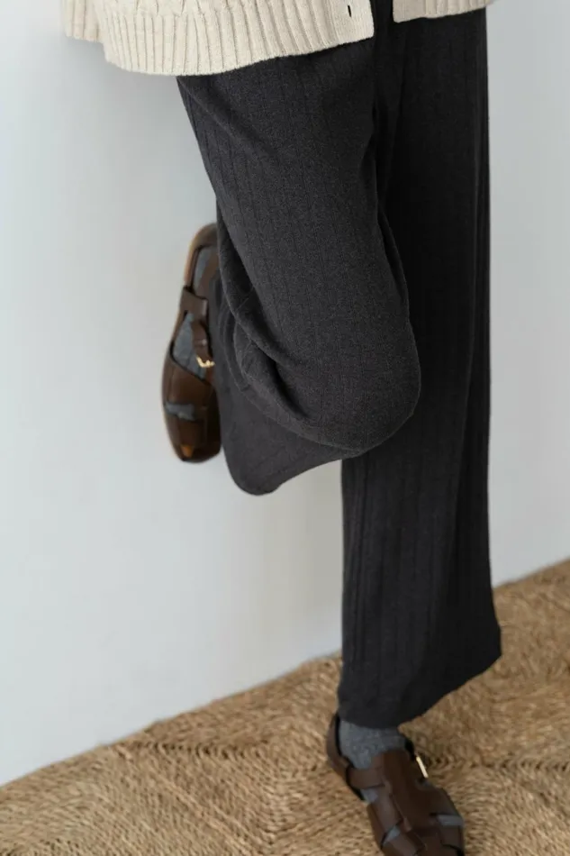 Women DONNI Bottoms The Pointelle Simple Crop Pant