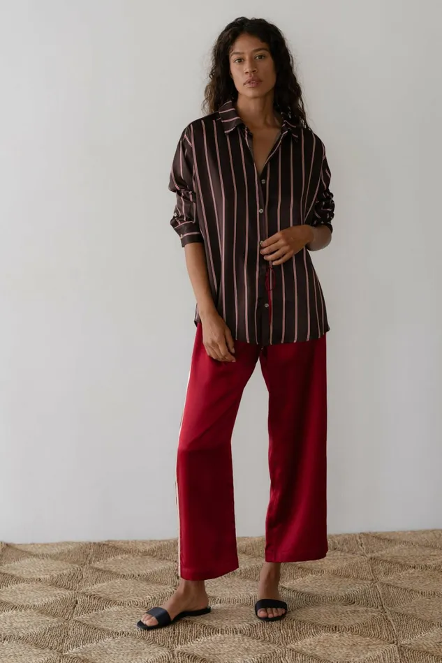 Women DONNI Bottoms The Silk Stripe Crop Pant