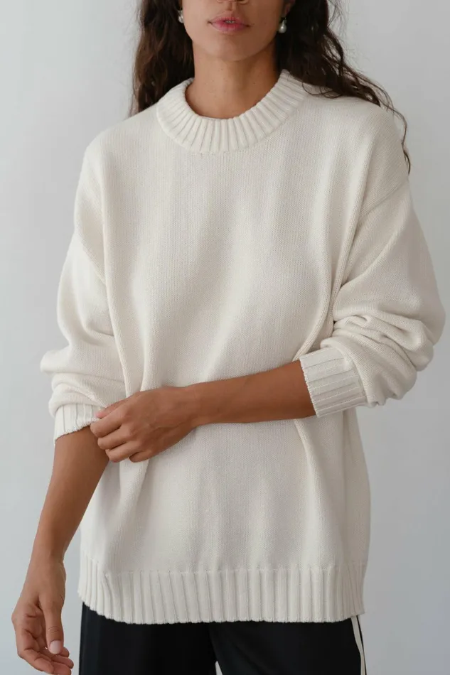 Women DONNI Sweaters The Cotton Cashmere Crewneck Sweater