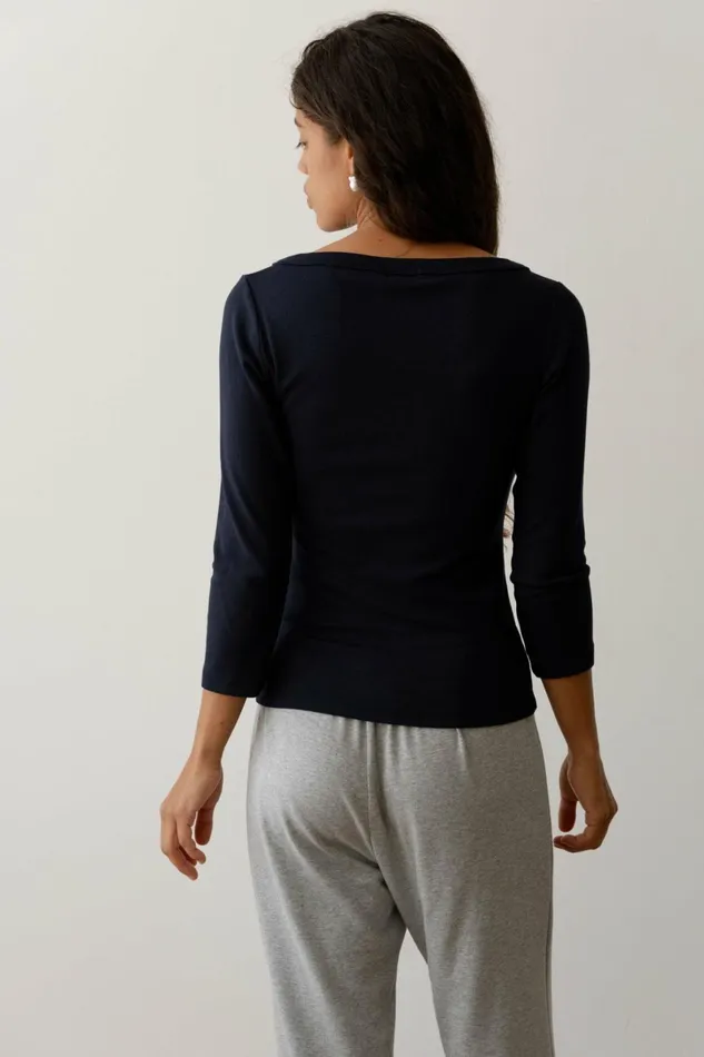 Women DONNI Tops The Baby Rib Boat Neck