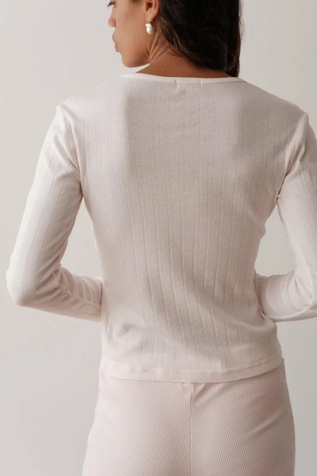 Women DONNI Tops The Pointelle Long Sleeve