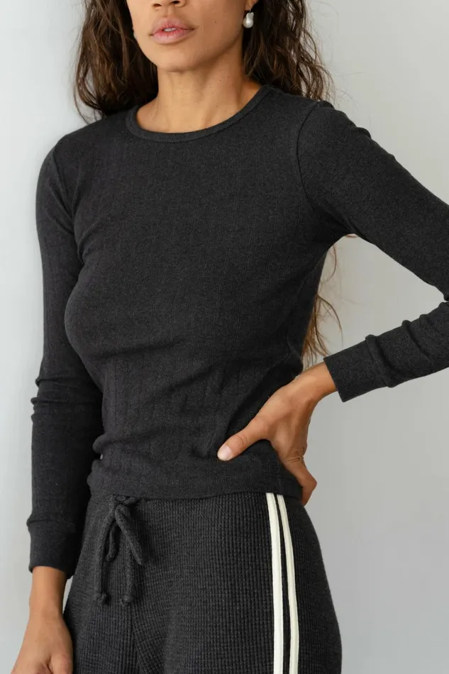 Women DONNI Tops The Pointelle Long Sleeve