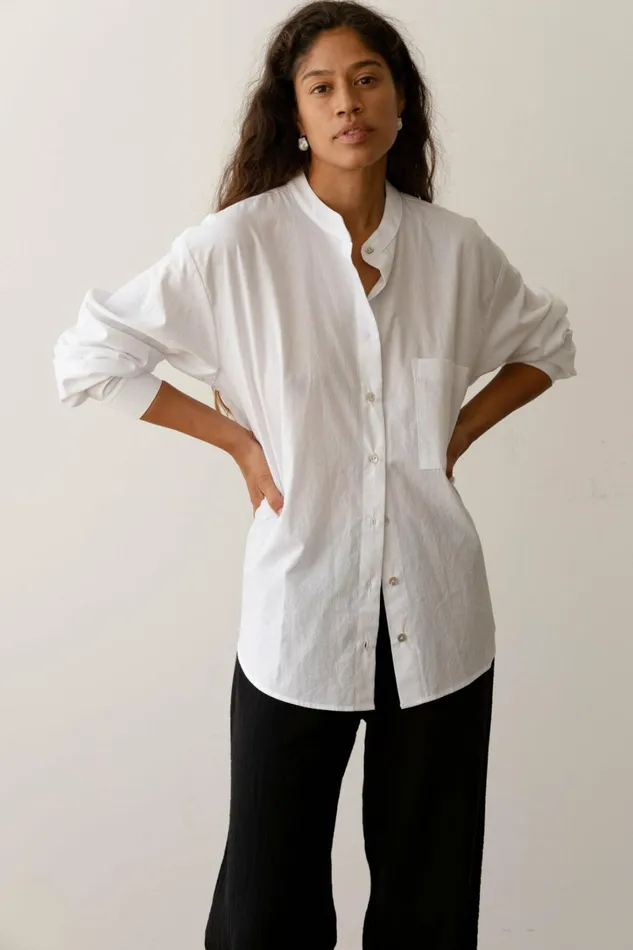 Women DONNI Tops The Sandwash Mandarin Shirt