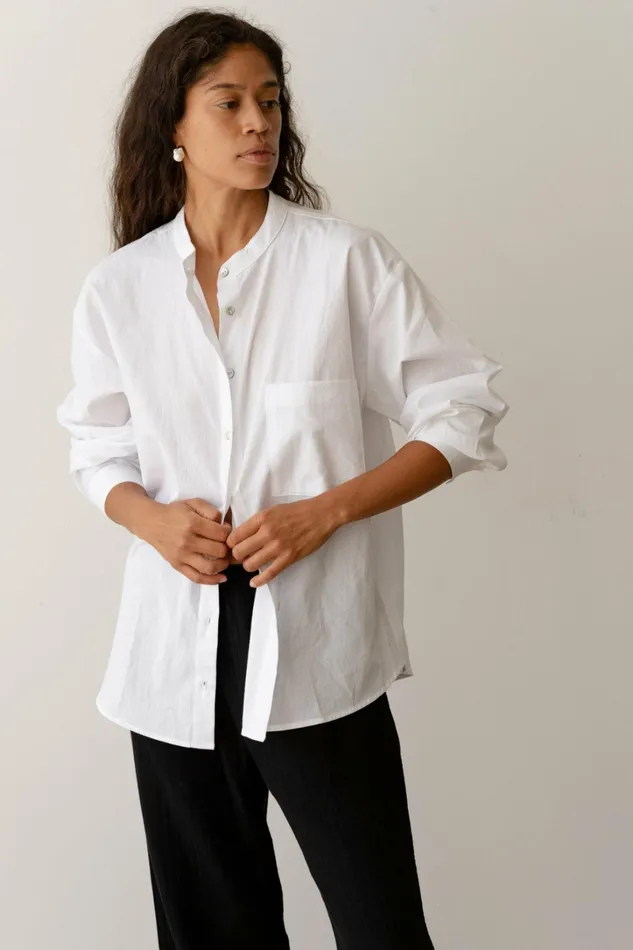 Women DONNI Tops The Sandwash Mandarin Shirt