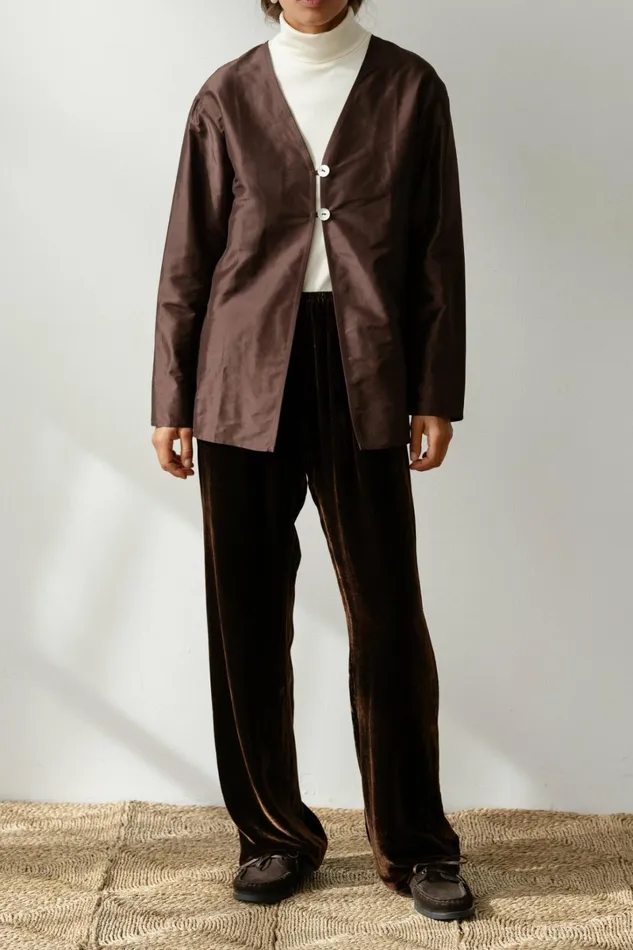 Women DONNI Tops The Taffeta Split Top