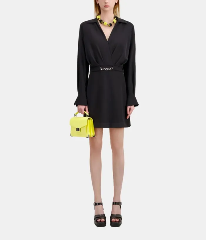 Women Dresses and Jumpsuits THE KOOPLES Short Black Crepe Dress With Chain Women Dresses and Jumpsuits THE KOOPLES Short Black Crepe Dress With Chain