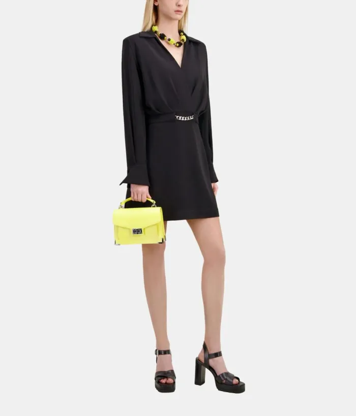 Women Dresses and Jumpsuits THE KOOPLES Short Black Crepe Dress With Chain Women Dresses and Jumpsuits THE KOOPLES Short Black Crepe Dress With Chain