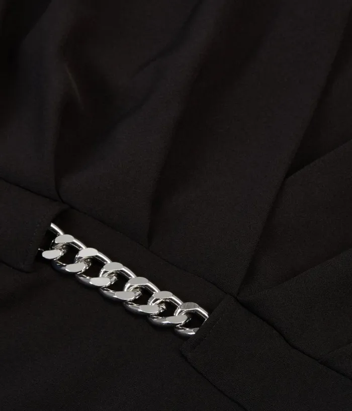 Women Dresses and Jumpsuits THE KOOPLES Short Black Crepe Dress With Chain Women Dresses and Jumpsuits THE KOOPLES Short Black Crepe Dress With Chain