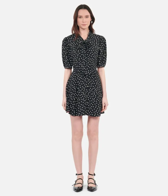 Women Dresses and Jumpsuits THE KOOPLES Short Black Polka Dot Dress