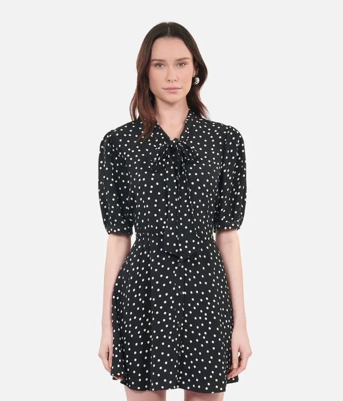 Women Dresses and Jumpsuits THE KOOPLES Short Black Polka Dot Dress