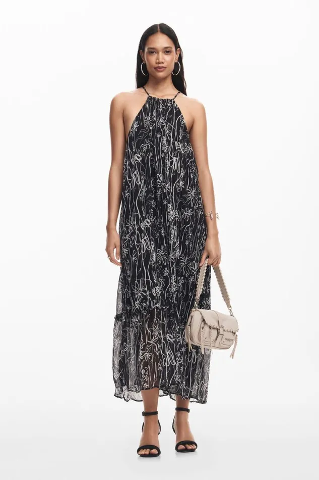 Women Dresses And Jumpsuits Desigual Halter Dress With Floral Illustrations