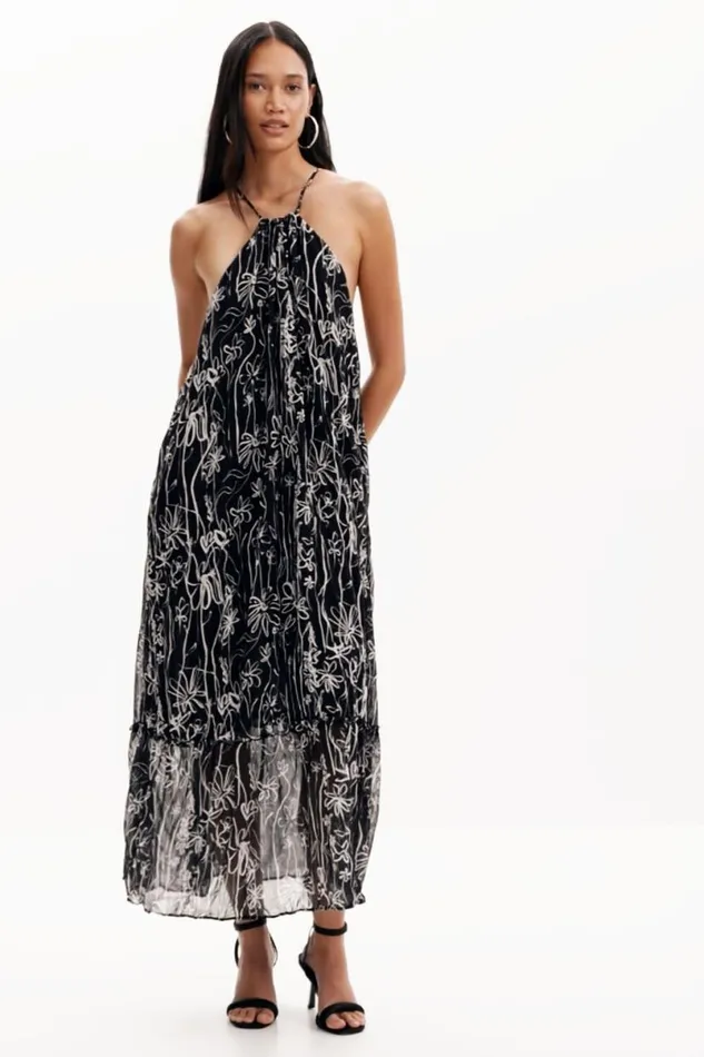 Women Dresses And Jumpsuits Desigual Halter Dress With Floral Illustrations